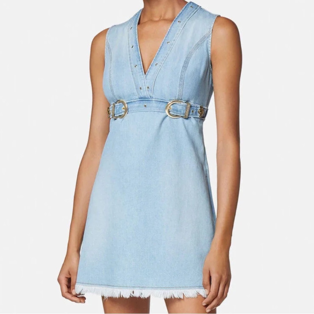 Versace Jeans Couture Blue Denim Buckle Dress